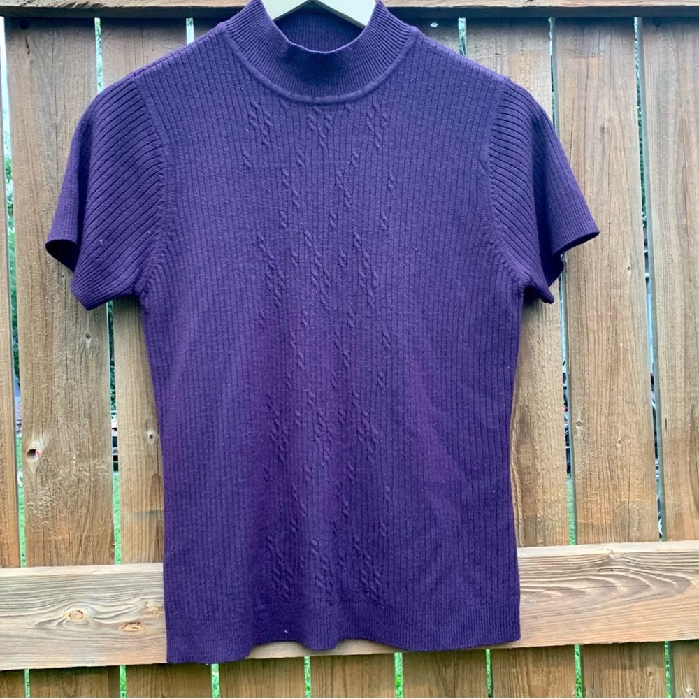 Ribbed Purple Mock-Turtleneck- Villager by Liz Clairborne